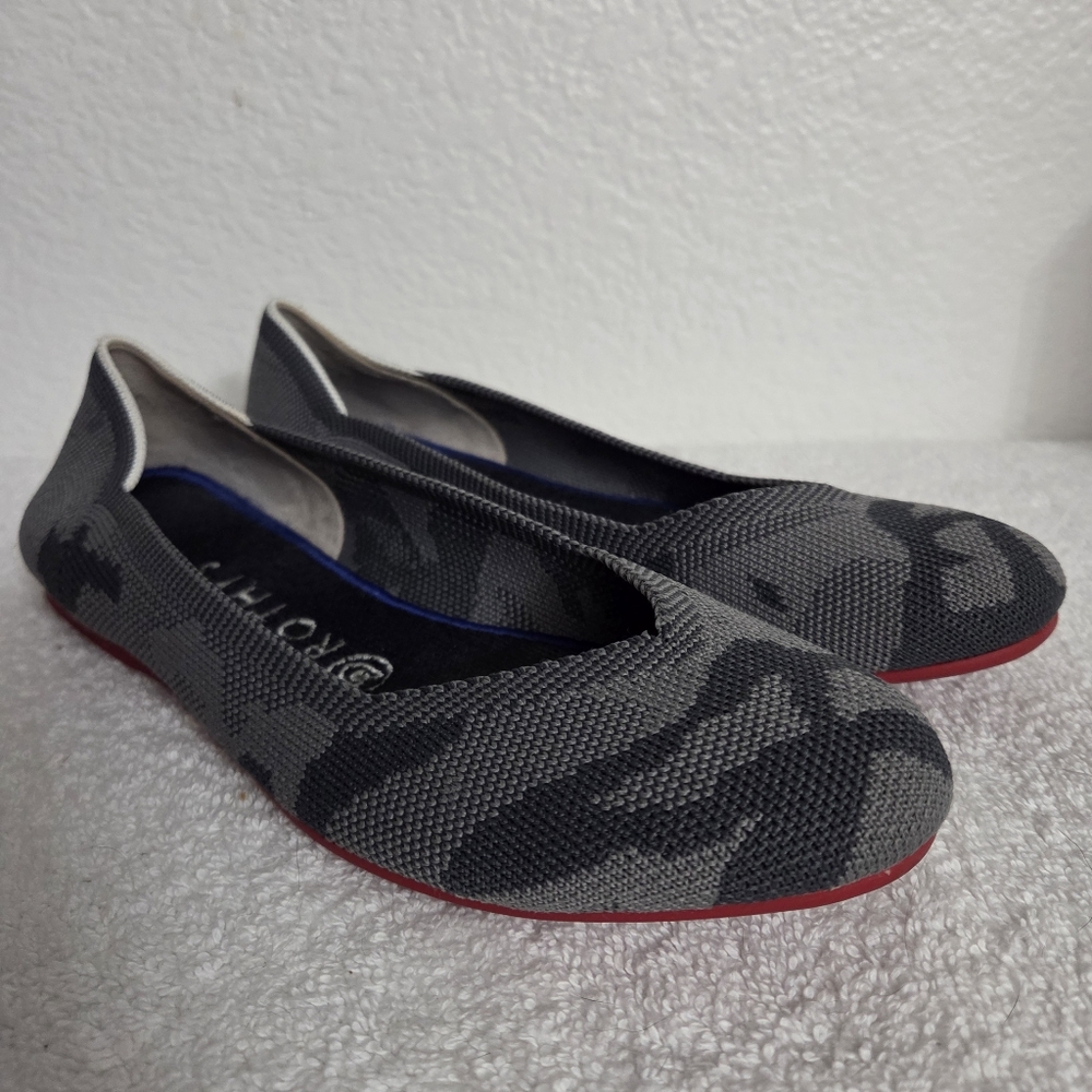Rothy's Gray Camo Knit Ballet Flats Women's Size 8 Round Toe - Picture 13 of 13